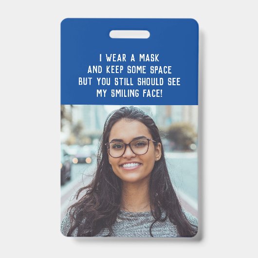 学校先生の写真と名前blue バッジ (正面)