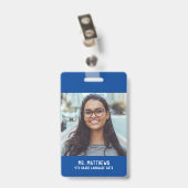 学校先生の写真と名前blue バッジ (裏面 （クリップ付）)