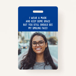 学校先生の写真と名前blue バッジ