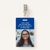 学校先生の写真と名前blue バッジ (正面クリップ)