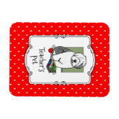 学校先生オールド英語シェプドッグ（グレー1）かわいい マグネット (横)