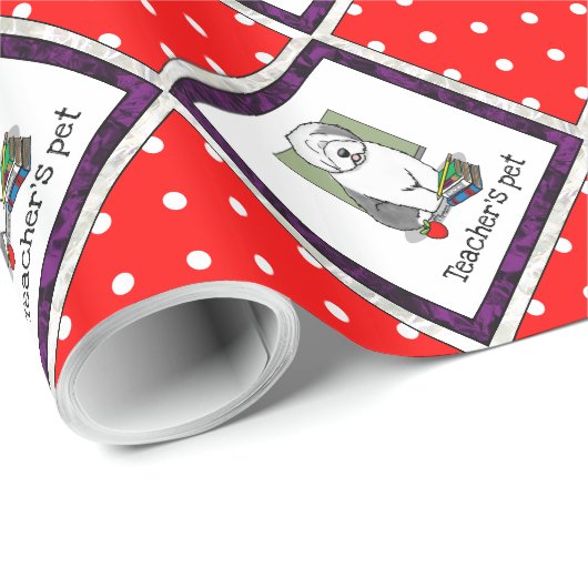 学校先生オールド英語シェプドッグ(グレー1)かわいい ラッピングペーパー (ロールコーナー)