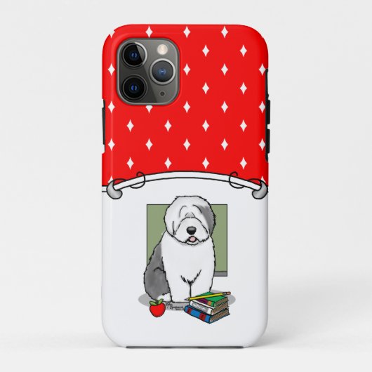 学校先生オールド英語シェプドッグ(グレー1)かわいい Case-Mate iPhoneケース (裏面)