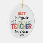 学校先生ギフトパーソナライズされた最高の先生名 セラミックオーナメント (右)