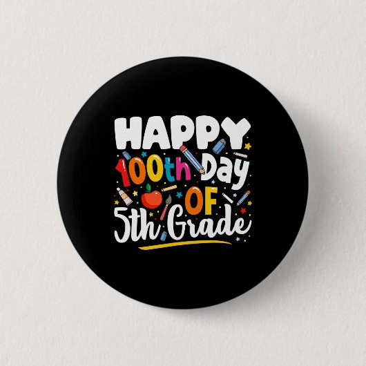 学校先生ギフト日5年生100日目 缶バッジ (正面)