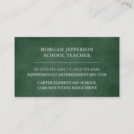 学校先生グリーンシャルボモダンード 名刺 (裏面)