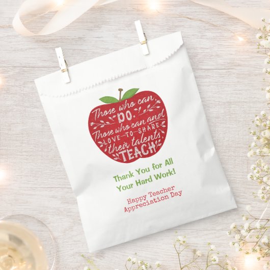 学校先生サンキュー |アップル教えの引用文 フェイバーバッグ (クリップ留めされた状態)