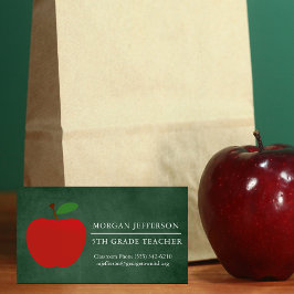 学校先生シャルボードキュートレッドアップル マグネット名刺