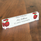 学校先生レッドアップルがルールドライン デスクネームプレート (側面)