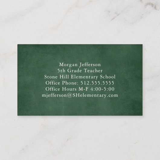 学校先生レッドアップルシャルボードQRコード 名刺 (裏面)