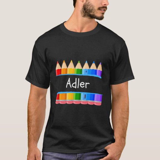 学校先生学生名アドラーキンダーゲンラベル Tシャツ (正面)