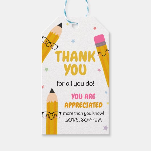 学校先生感謝ありがとうメッセージカード ギフトタグ (正面)