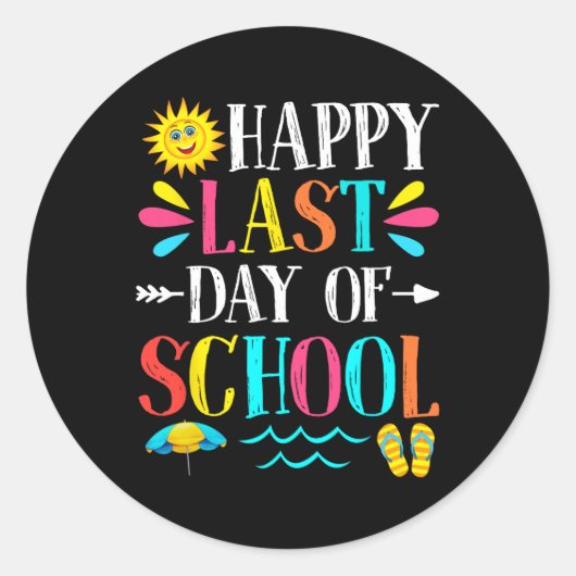 学校先生生卒業祝い最終日 ラウンドシール (正面)