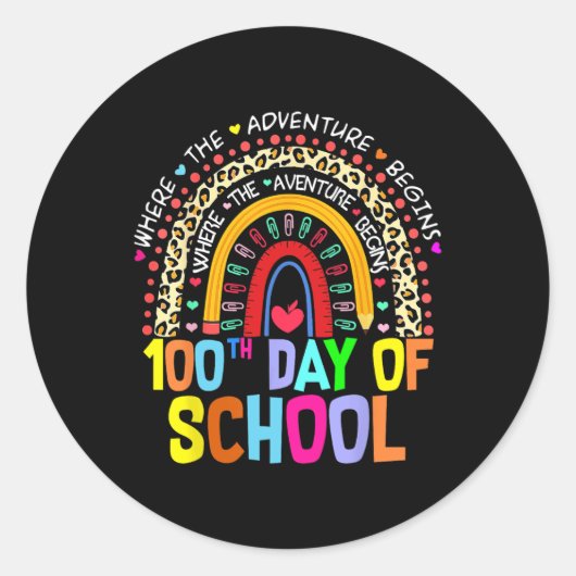 学校先生100日目日 頭が切れる ラウンドシール (正面)
