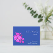 学校先生、ピンク色の花 名刺 (スタンド正面)