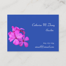 学校先生、ピンク色の花 名刺