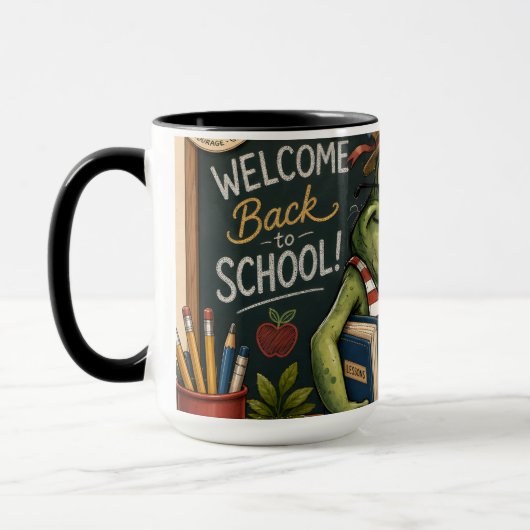 学校再開のカエルPNG、先生の教室装飾、 マグカップ (左)
