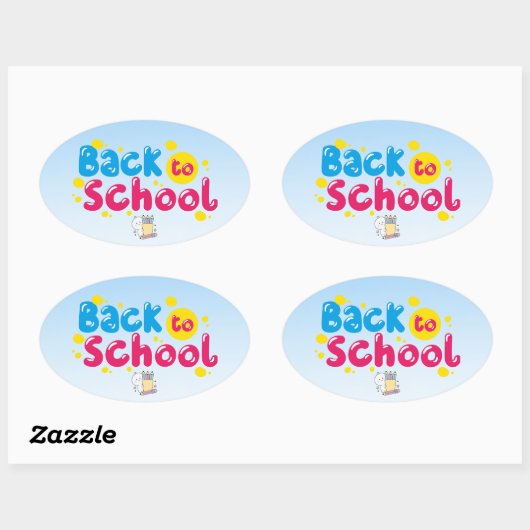 学校再開 楕円形シール (シート)