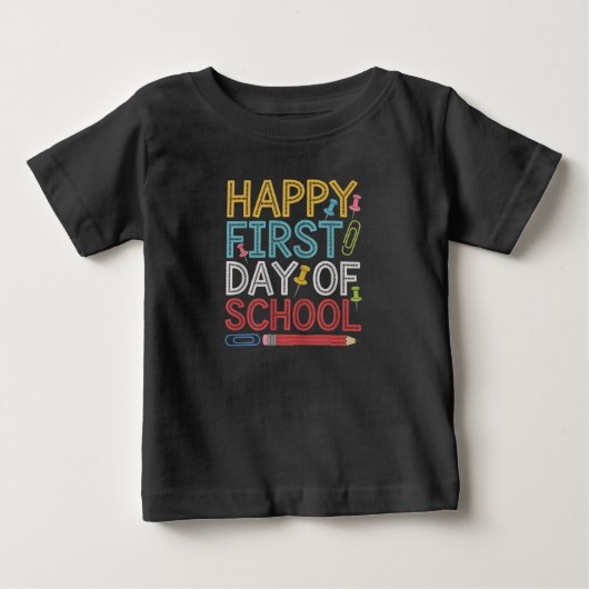 学校初日おめでとう 新学期の始まり ベビーTシャツ (正面)