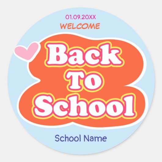 学校初日おめでとう WELCOME ラウンドシール (正面)
