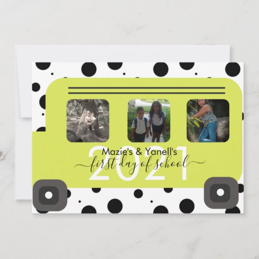 学校初日のバス窓の写真 招待状 (正面)