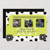 学校初日のバス窓の写真 招待状 (正面/裏面)