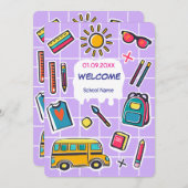 学校初日の歓迎会 招待状 (正面/裏面)