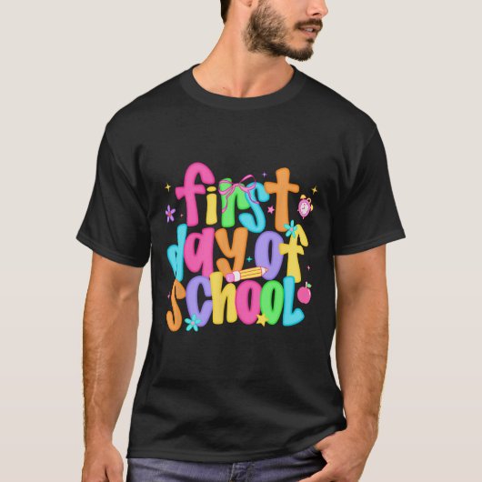学校初日 先生 生徒 学校再開 Tシャツ (正面)