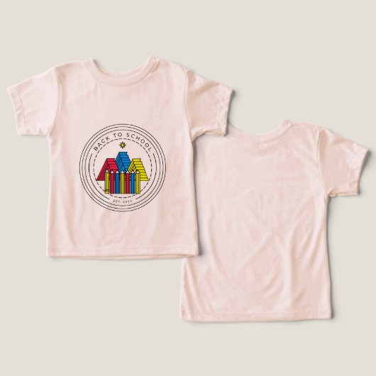 学校初日Tシャツ | 本の山鉛筆F (デザイン正面&裏面)