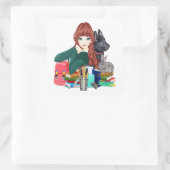 学校勉強バディFurry Friendsステッカー, ZKOA スクエアシール (バッグ)