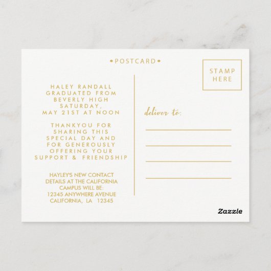 学校卒業サンキューフォトフレーム葉書 ポストカード (裏面)