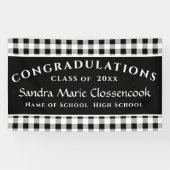 学校卒業モダン白黒バッファロープレイド 横断幕 (横)