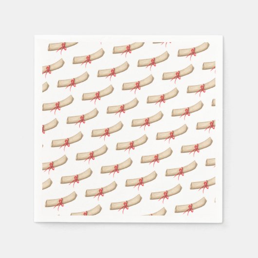 学校卒業式卒業証書レッドリボン スタンダードカクテルナプキン (正面)