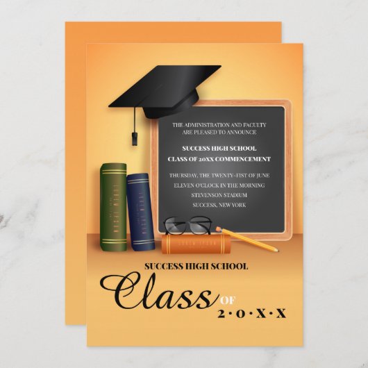 学校卒業発表 案内状 (正面/裏面)