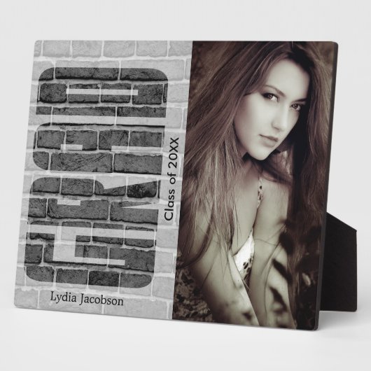 学校卒業 – 写真と文字 フォトプラーク (側面)