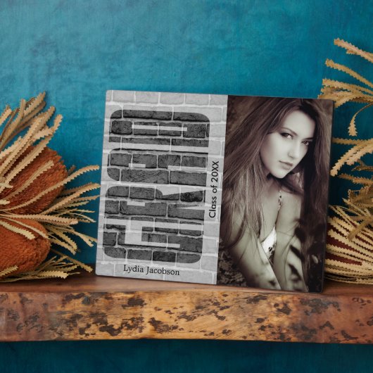 学校卒業 – 写真と文字 フォトプラーク (側面)