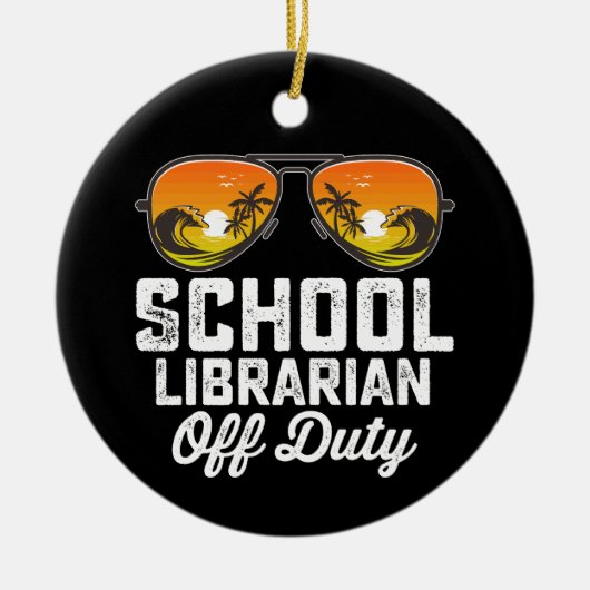 学校司書の最終出勤日 学校最後の日 セラミックオーナメント (正面)
