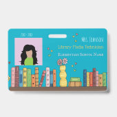 学校司書 ティール写真IDバッジ バッジ (正面)