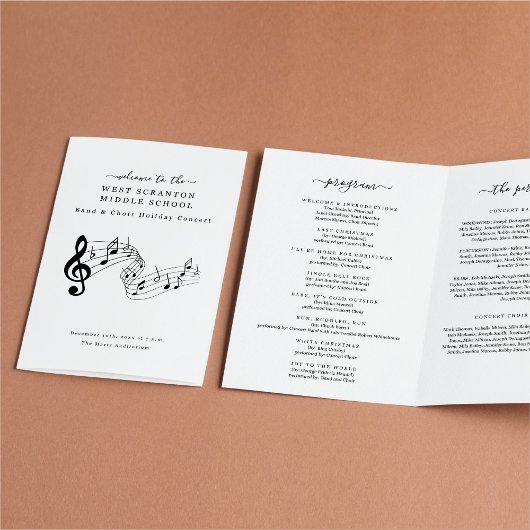 学校合唱団またはバンドコンサートプログラム チラシ