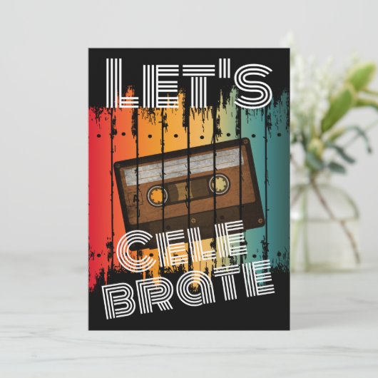 学校同窓会 80年代 カセットテープで祝おう 招待状 (スタンド正面)