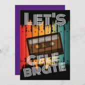 学校同窓会 80年代 カセットテープで祝おう 招待状 (正面/裏面)