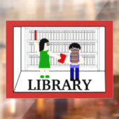 学校図書館の部屋のサインウィンドウがしがみつく ウィンドウサイン (シート2)