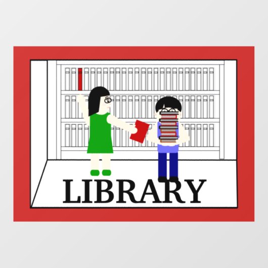 学校図書館の部屋のサインウィンドウがしがみつく ウィンドウサイン (シート)