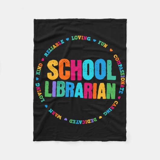 学校図書館員Tee Rainbow カラフル Library Elem フリースブランケット (正面)