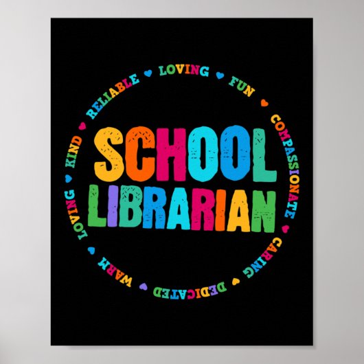 学校図書館員Tee Rainbow カラフル Library Elem ポスター (正面)