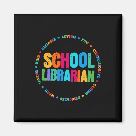 学校図書館員Tee Rainbow カラフル Library Elem マグネット (正面)