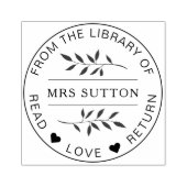 学校図書館本プレートLEAF先生 ラバースタンプ (インプリント)