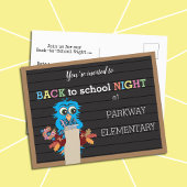 学校帰りナイトブルーフクロウ葉書 ポストカード