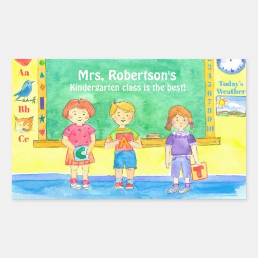 学校幼稚園クラス学生名前をカスタムする 長方形シール (正面)
