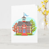 学校建物グリーティングカード カード (黄色い花)